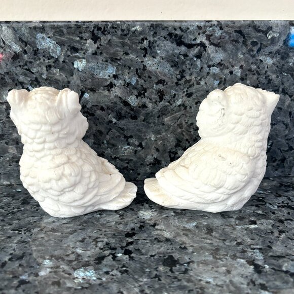 Vintage Pair Norleans White Alabaster Owls Handmade in Italy Figurine - Picture 4 of 12